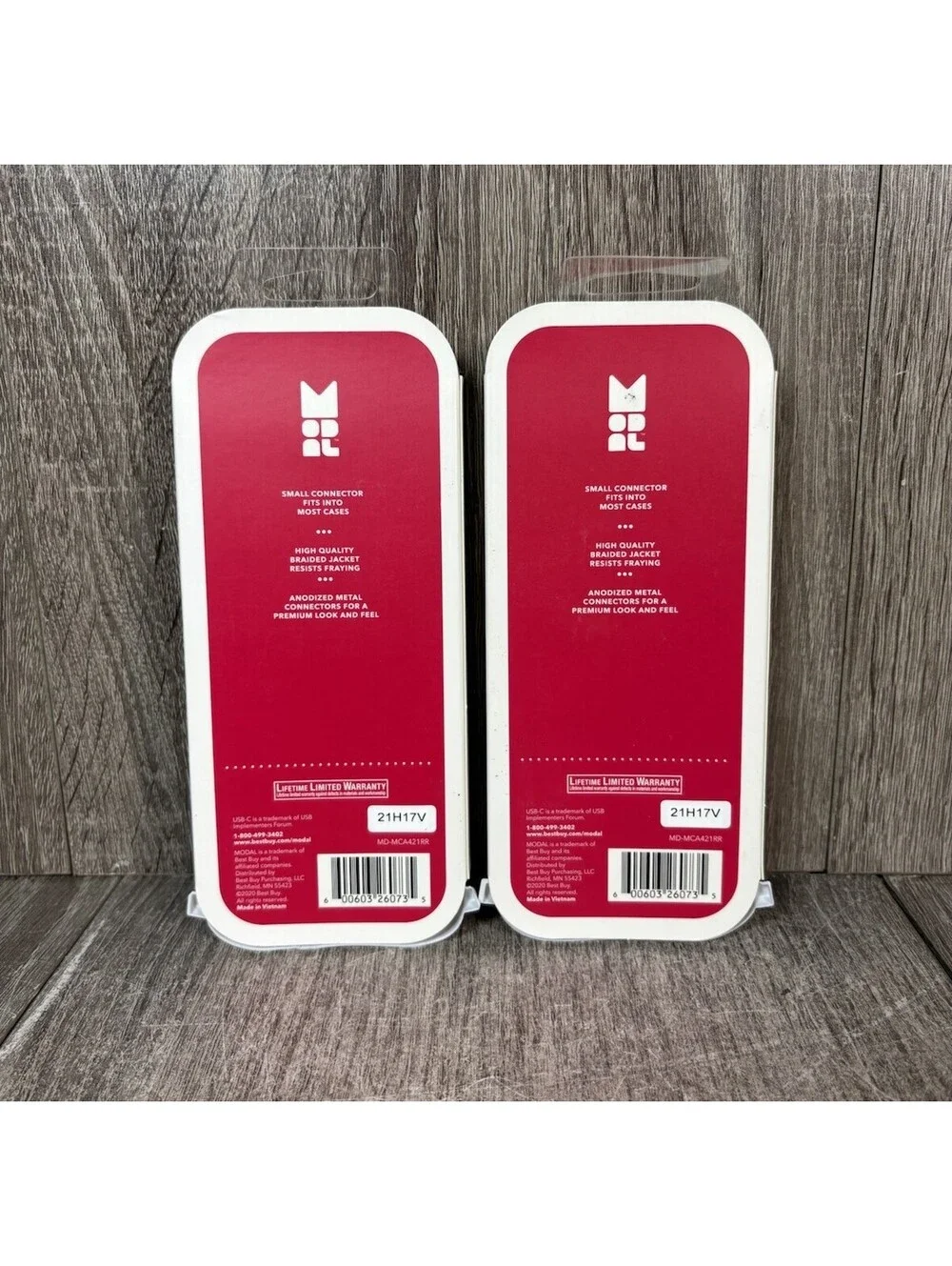 Lot Of 2 NEW Modal - 4FT USB-C to USB-A Charge & Sync Braided Cable - Red Lot